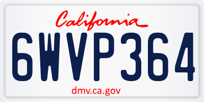 CA license plate 6WVP364