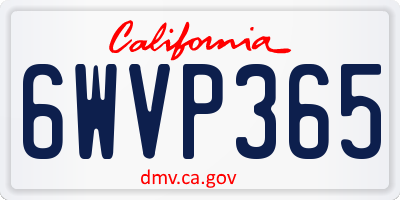 CA license plate 6WVP365