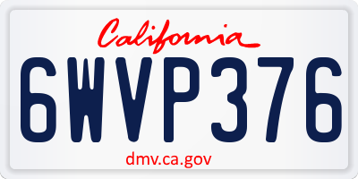 CA license plate 6WVP376