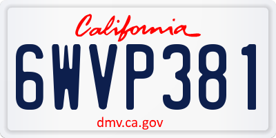 CA license plate 6WVP381