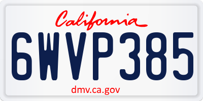 CA license plate 6WVP385