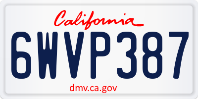 CA license plate 6WVP387