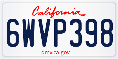 CA license plate 6WVP398