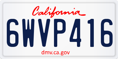 CA license plate 6WVP416