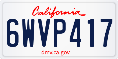 CA license plate 6WVP417