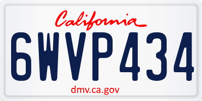 CA license plate 6WVP434