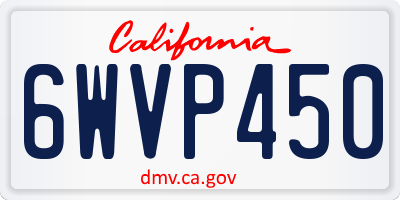 CA license plate 6WVP450