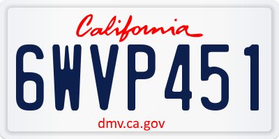 CA license plate 6WVP451