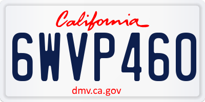 CA license plate 6WVP460