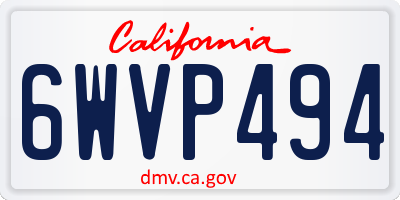 CA license plate 6WVP494