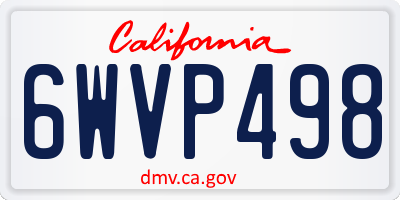 CA license plate 6WVP498
