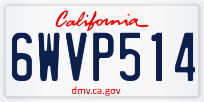 CA license plate 6WVP514
