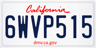 CA license plate 6WVP515
