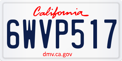CA license plate 6WVP517
