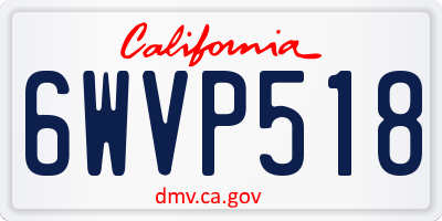 CA license plate 6WVP518