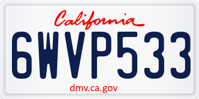 CA license plate 6WVP533