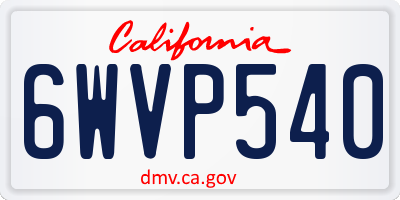 CA license plate 6WVP540
