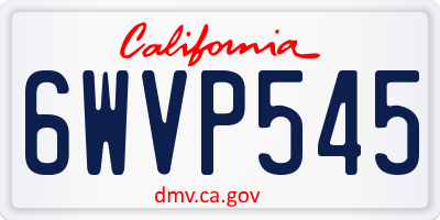 CA license plate 6WVP545
