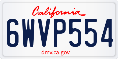 CA license plate 6WVP554