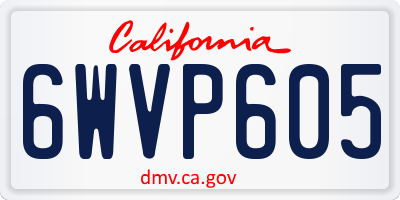 CA license plate 6WVP605