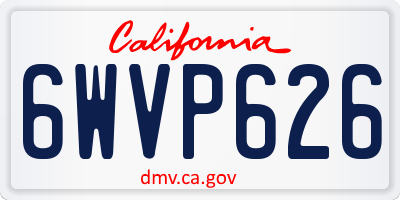 CA license plate 6WVP626