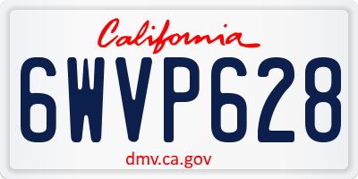 CA license plate 6WVP628