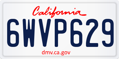 CA license plate 6WVP629