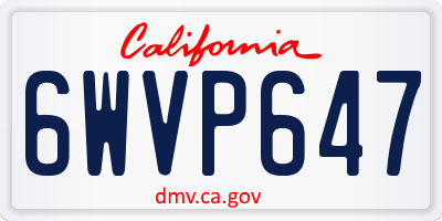 CA license plate 6WVP647