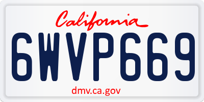 CA license plate 6WVP669