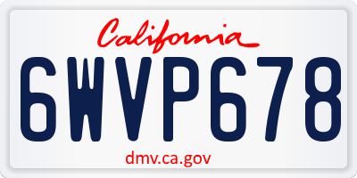 CA license plate 6WVP678