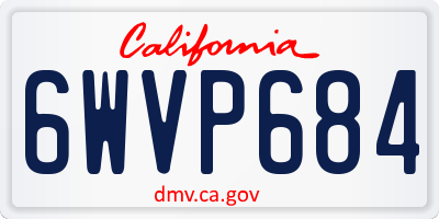 CA license plate 6WVP684