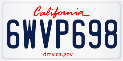 CA license plate 6WVP698
