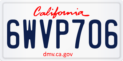 CA license plate 6WVP706