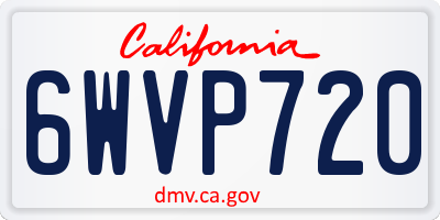 CA license plate 6WVP720