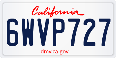 CA license plate 6WVP727