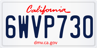 CA license plate 6WVP730