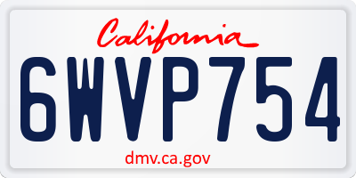 CA license plate 6WVP754