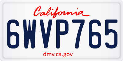 CA license plate 6WVP765