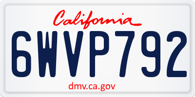 CA license plate 6WVP792