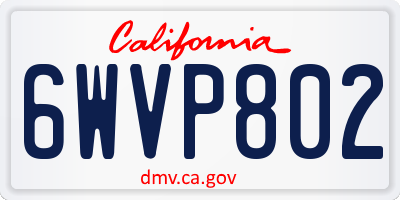 CA license plate 6WVP802