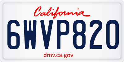 CA license plate 6WVP820