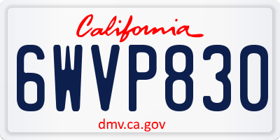 CA license plate 6WVP830