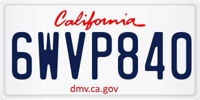CA license plate 6WVP840