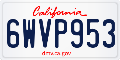 CA license plate 6WVP953