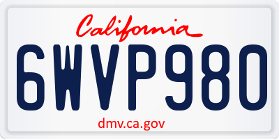 CA license plate 6WVP980