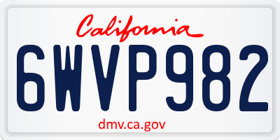 CA license plate 6WVP982