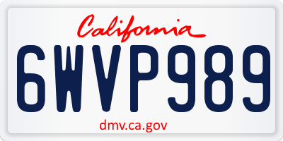 CA license plate 6WVP989