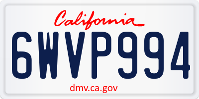 CA license plate 6WVP994