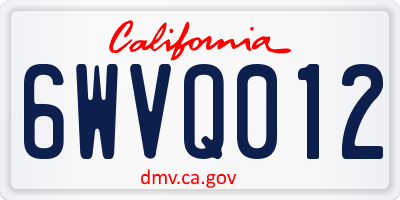 CA license plate 6WVQ012