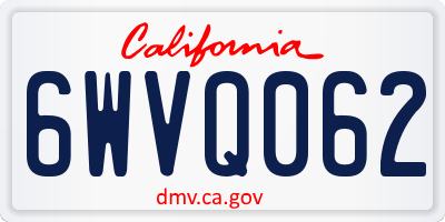 CA license plate 6WVQ062